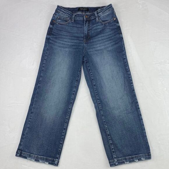 Judy Blue Womens Jeans 5 / 27 Wide Leg High Rise Crop Ankle Medium Wash JB88592 - Picture 2 of 11
